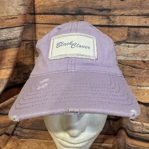 Black Clover Women's Distressed Lilac Golf Cap Hat Live Lucky Adjustable Cotton